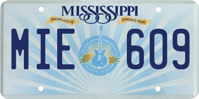 MS license plate MIE609