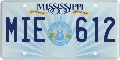 MS license plate MIE612