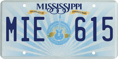 MS license plate MIE615