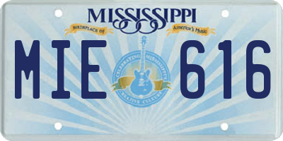 MS license plate MIE616
