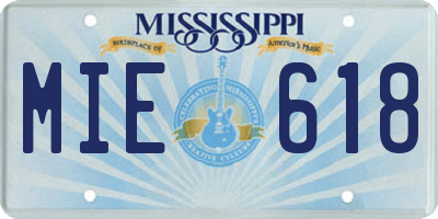 MS license plate MIE618