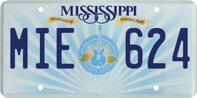 MS license plate MIE624