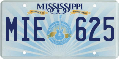 MS license plate MIE625