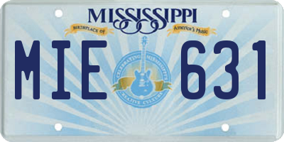 MS license plate MIE631