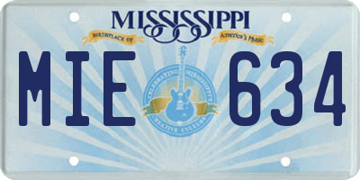 MS license plate MIE634