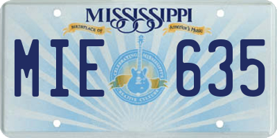 MS license plate MIE635
