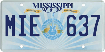 MS license plate MIE637
