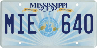 MS license plate MIE640
