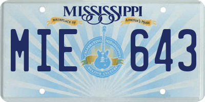 MS license plate MIE643
