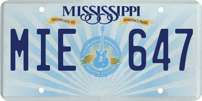 MS license plate MIE647