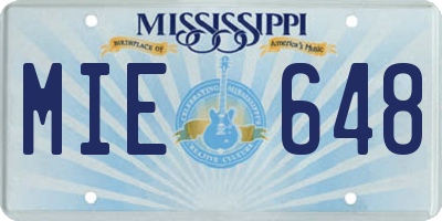 MS license plate MIE648