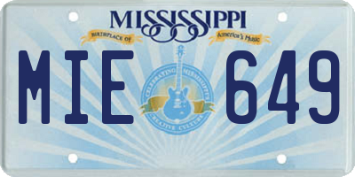 MS license plate MIE649