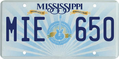 MS license plate MIE650