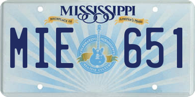 MS license plate MIE651