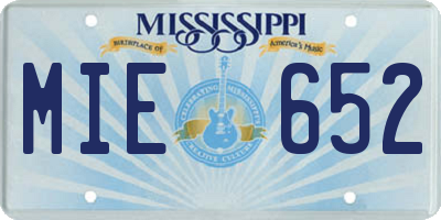 MS license plate MIE652