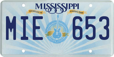 MS license plate MIE653