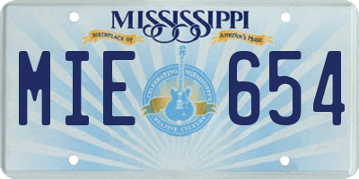 MS license plate MIE654