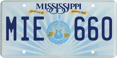 MS license plate MIE660