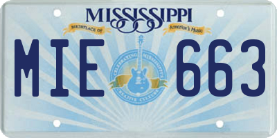 MS license plate MIE663