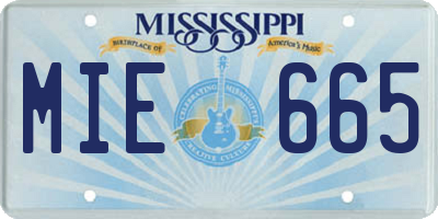 MS license plate MIE665