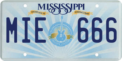 MS license plate MIE666