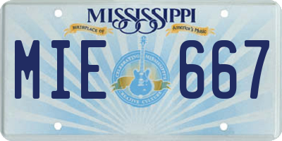 MS license plate MIE667