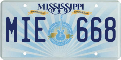 MS license plate MIE668