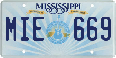 MS license plate MIE669