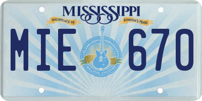 MS license plate MIE670