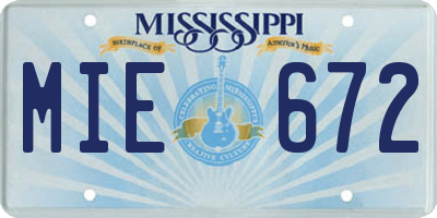 MS license plate MIE672