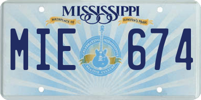 MS license plate MIE674