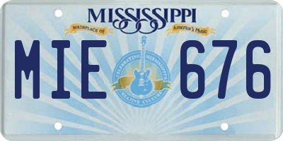 MS license plate MIE676