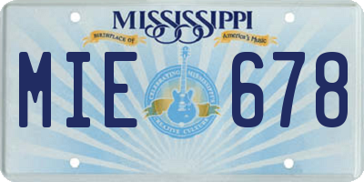 MS license plate MIE678