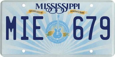 MS license plate MIE679