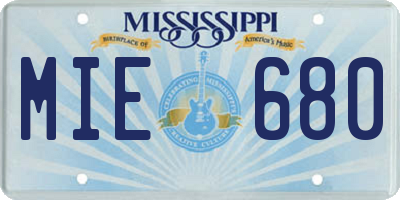 MS license plate MIE680
