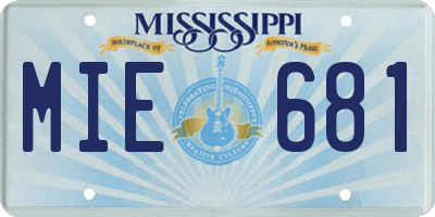 MS license plate MIE681