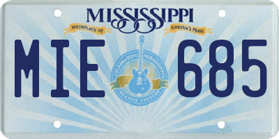 MS license plate MIE685