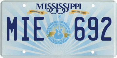 MS license plate MIE692
