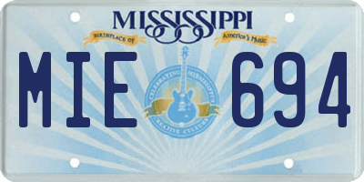 MS license plate MIE694