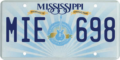MS license plate MIE698