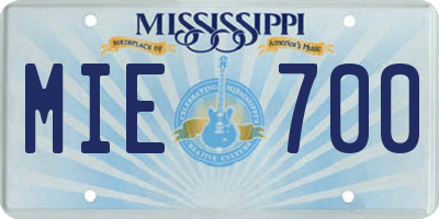 MS license plate MIE700