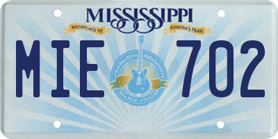 MS license plate MIE702