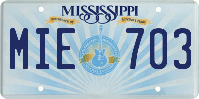 MS license plate MIE703