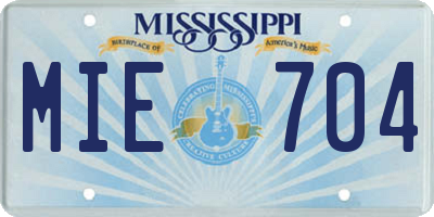 MS license plate MIE704