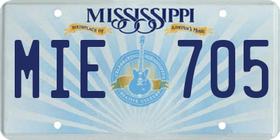 MS license plate MIE705