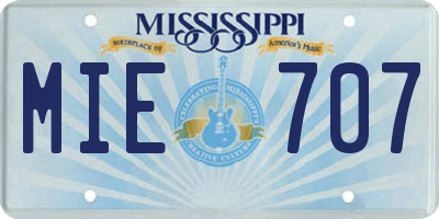 MS license plate MIE707