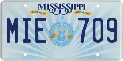MS license plate MIE709