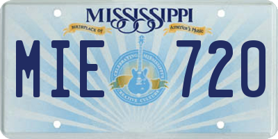 MS license plate MIE720