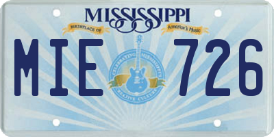 MS license plate MIE726