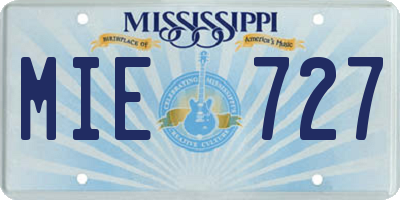 MS license plate MIE727